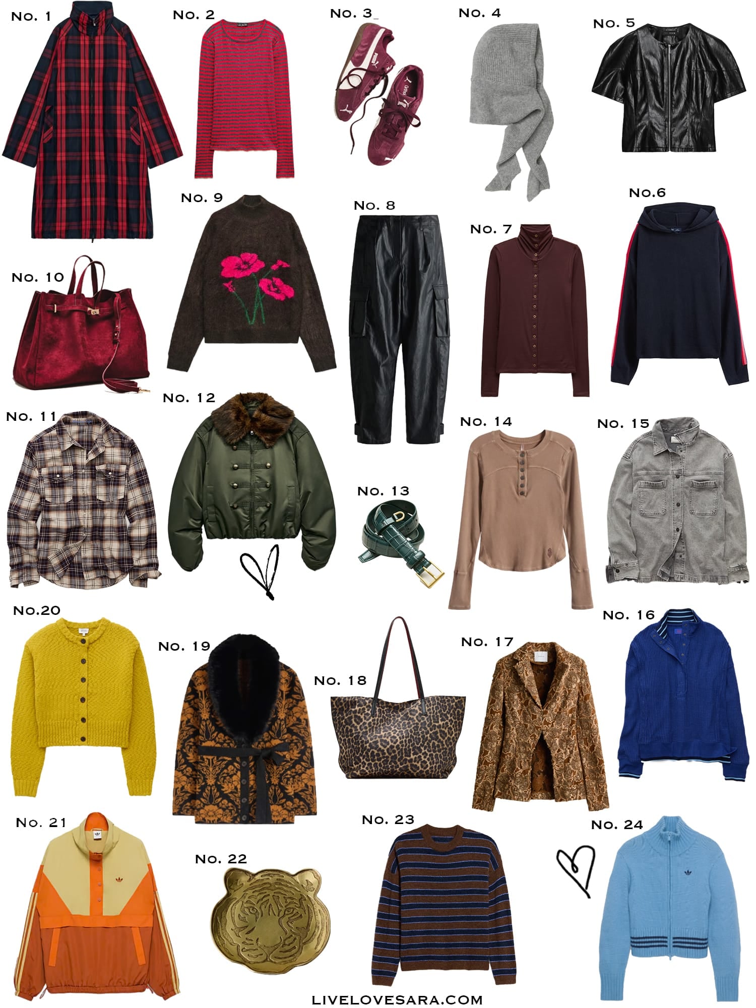 A white background with a collection of 24 finds from the past week.