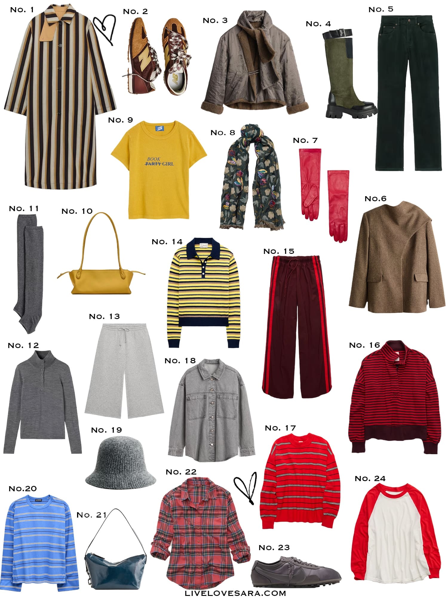 A white background with a collection of 24 finds from the past week.