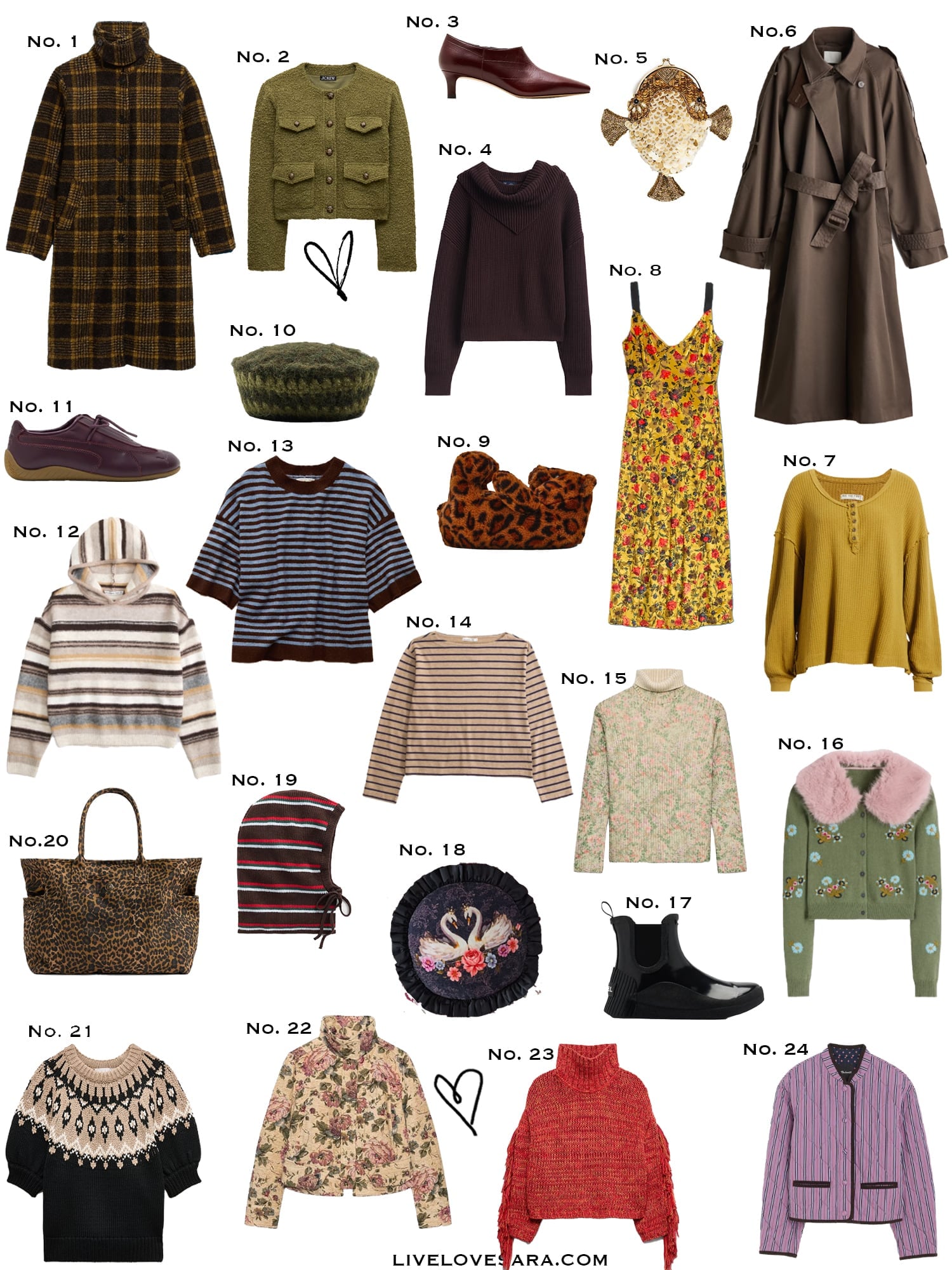 A white background with a collection of 24 finds from the past week.