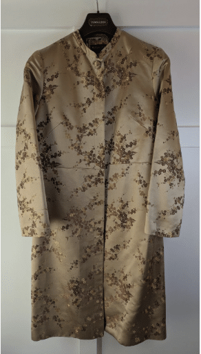 Vintage Due per Due Floral Embroidered Long Gold Jacket SZ 4