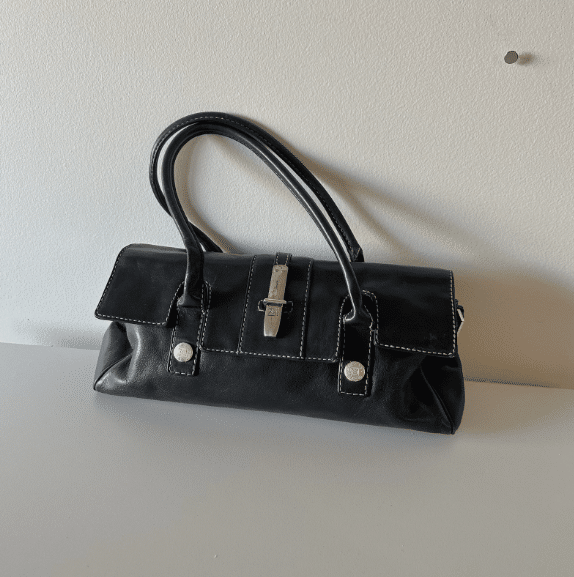 Vintage Y2K Michael Kors Black Leather Baguette Shoulder Bag