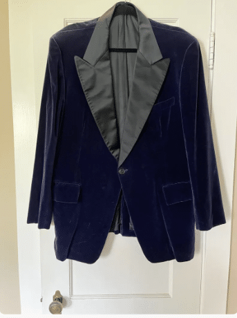 Vintage men's 70's blue velvet suit jacket