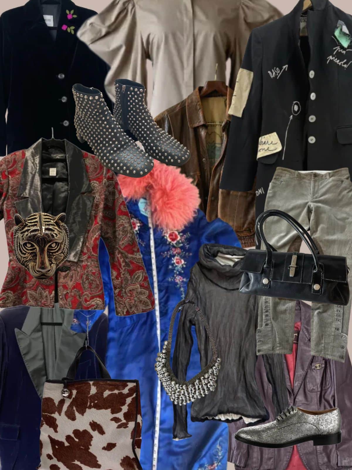 A white background with a collection of 16 preloved and vintage finds from the past week.
