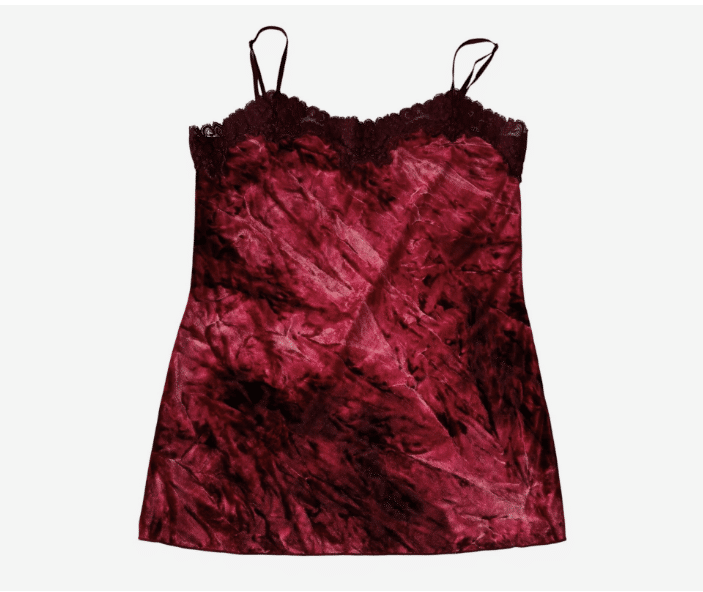 Vtg DKNY Jeans Cami Crushed Velvet Lace Tank Top S / M 90s Y2K