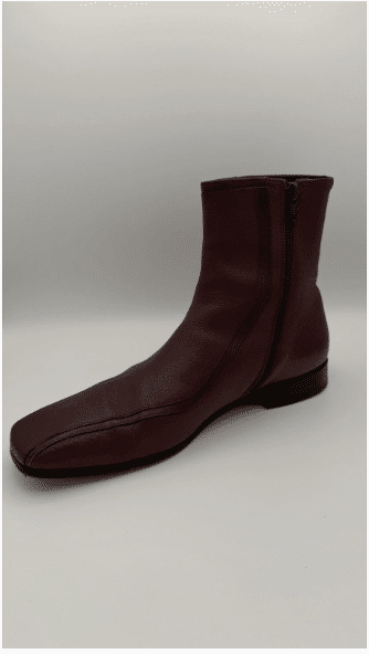 Prada burgundy square toe flat boots