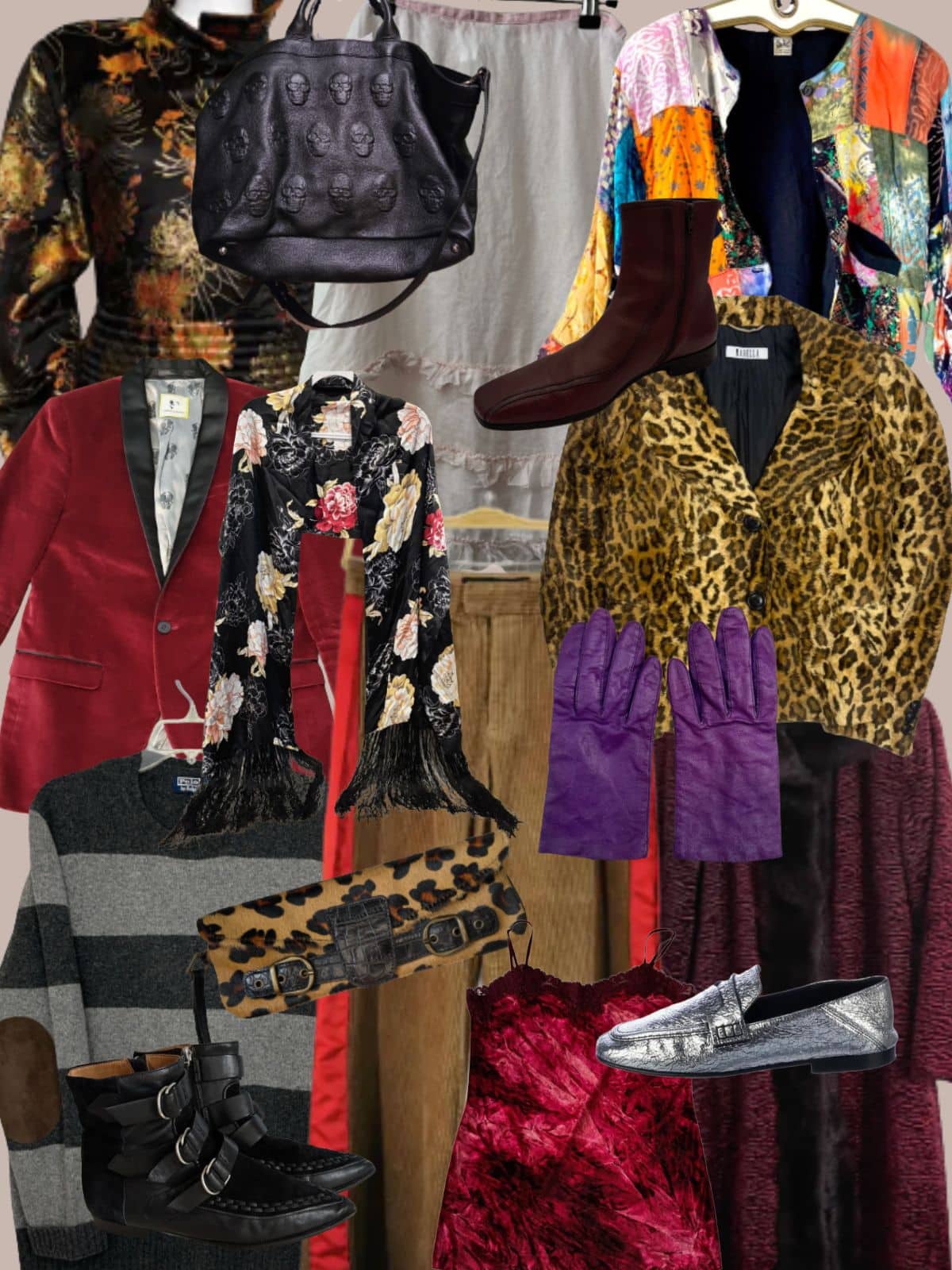 A white background with a collection of 16 preloved and vintage finds from the past week.