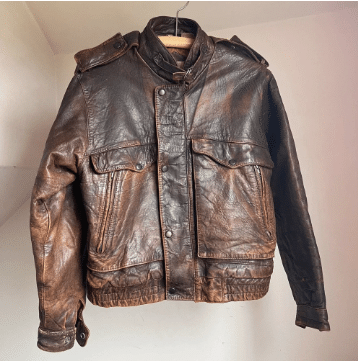Vintage Worn Leather Bomber Jacket Brown Distressed Aviator Flight Moto Small